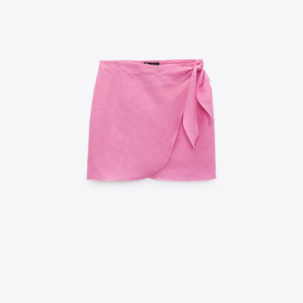 Linen Blended Wrap Skirt Zara
